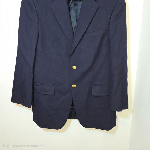 Chaps Ralph Lauren Blazer Mens 44R Navy Wool Gold Crest Buttons Classic Jacket - Picture 4 of 10